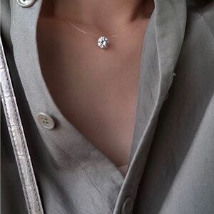 Mermaid Tear Invisible Necklace – S925 Silver | Brilliant Sparkling Pendant